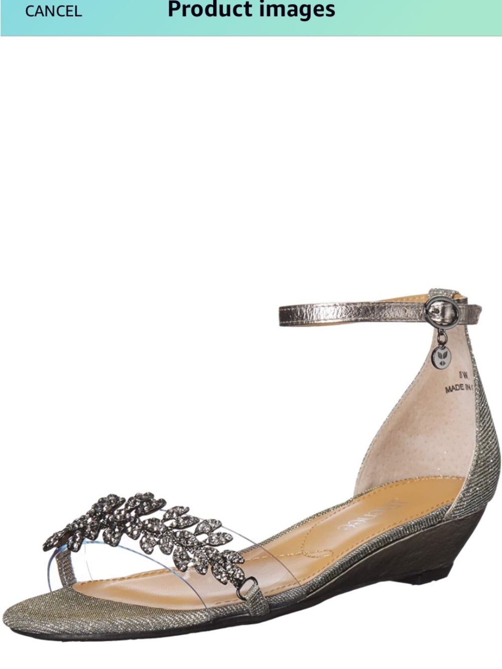 J.Renee Gunmetal Glitter Jeweled Ankle-Strap Sandals